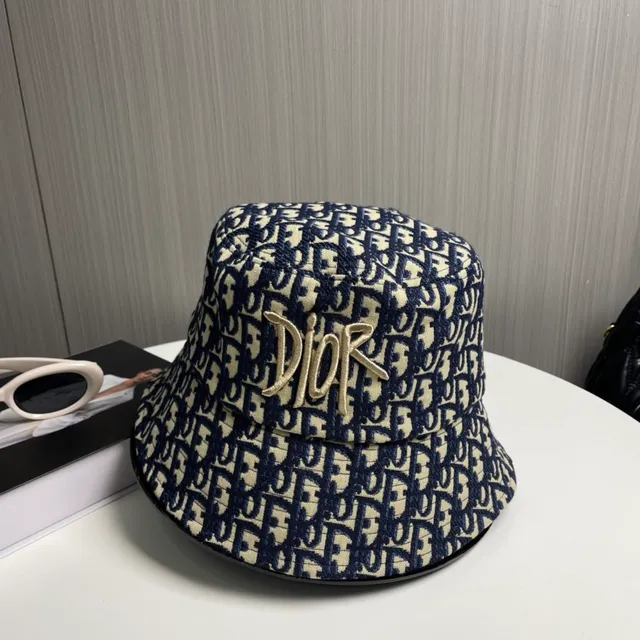 Dior Oblique Monogram Gold Embroidery Bucket Hat 3