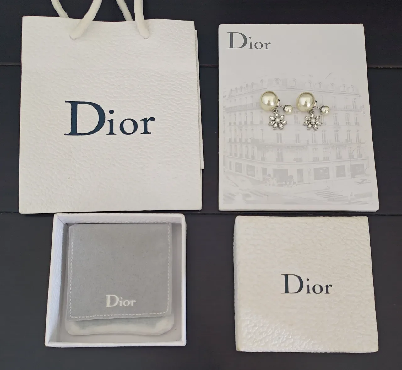 Dior Clous d'oreilles Perles et Cristal Floral Double Face 3