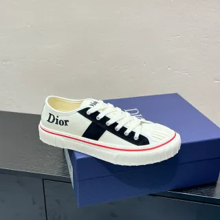 Dior White Black Canvas Upper Suede Cross Panel Sneakers
