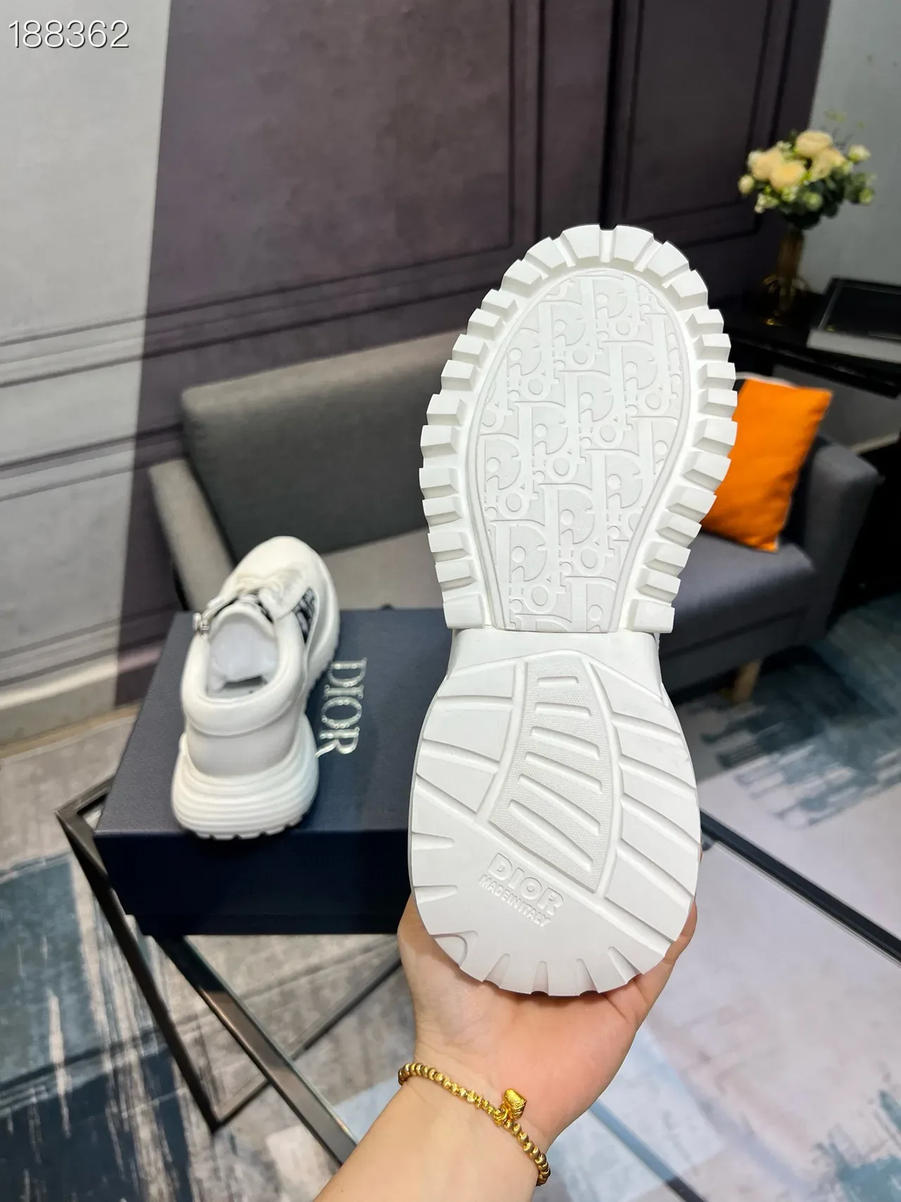 Dior Blanc Noir Semelle Épaisse Panneau Monogramme Sneakers Lifestyle 3