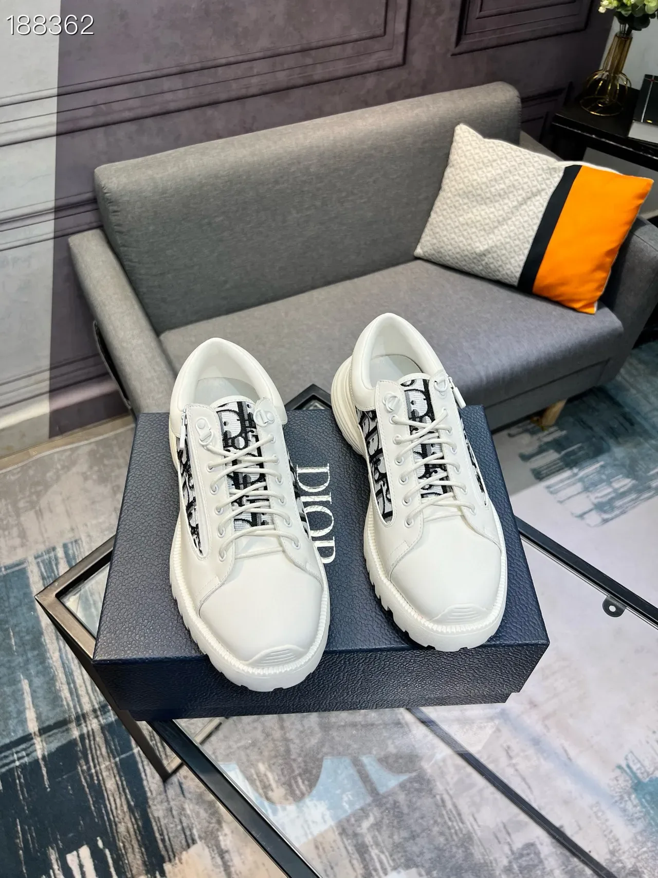Dior Blanc Noir Semelle Épaisse Panneau Monogramme Sneakers Lifestyle 7
