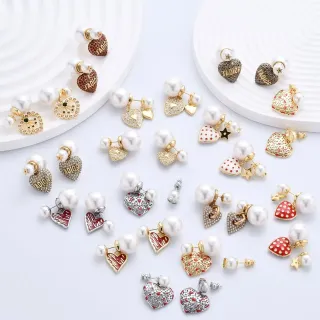Dior Boucles d'Oreilles en Or Blanc à Perles en Forme de Cœur
