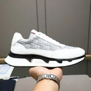 Dior Blanc Gris Monogrammé Textile Panneau Latéral Texturé Cuir Overlays Lifestyle Sneakers