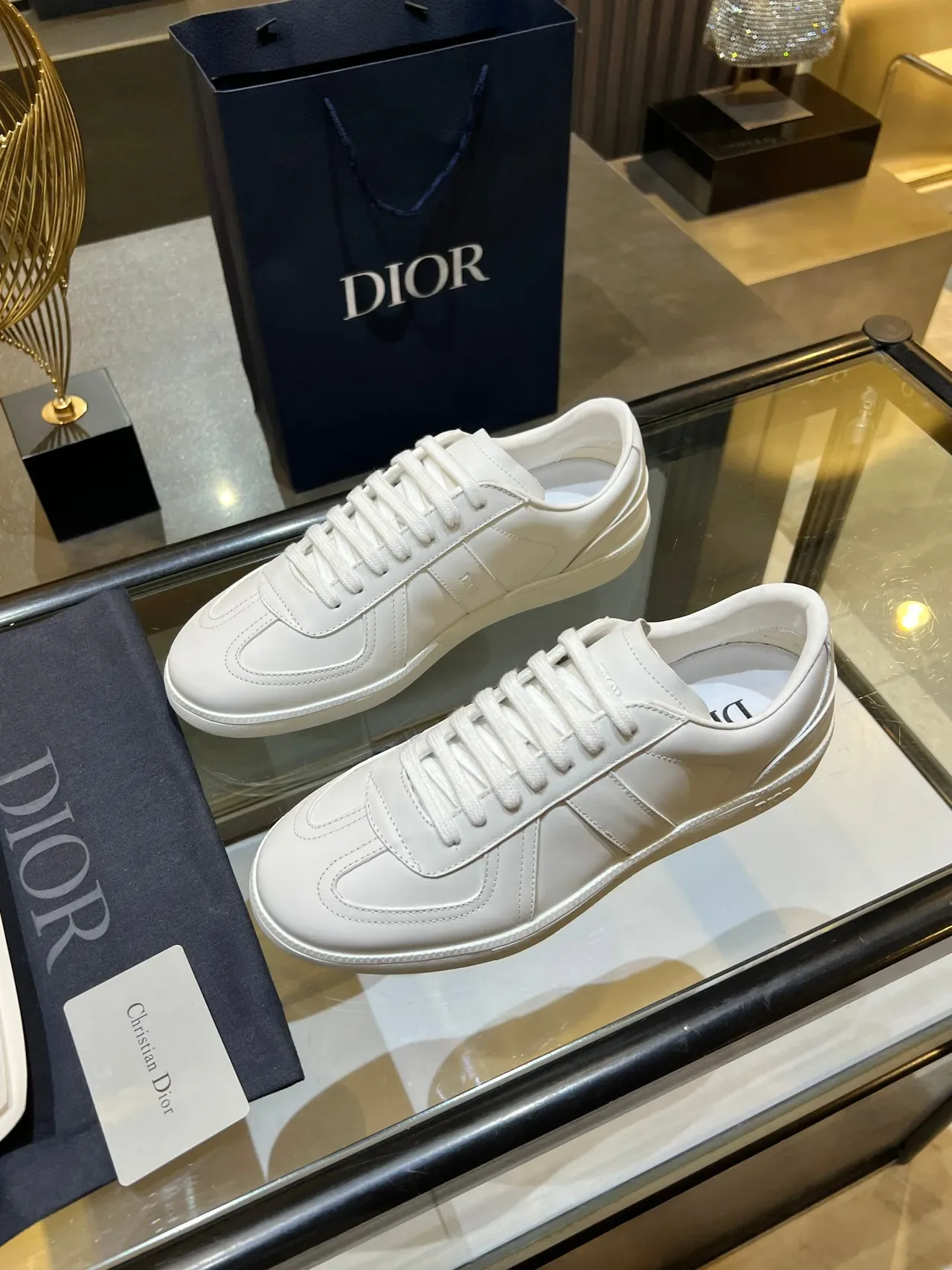 Dior White Leather Paneled Construction Lifestyle Sneakers 8