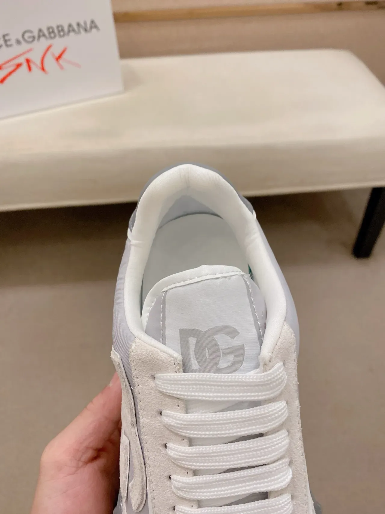 Dolce & Gabbana B27 Cinza e Off-White Tênis Lifestyle 3