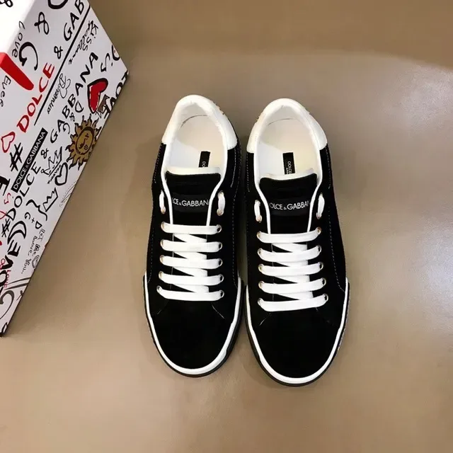 Dolce & Gabbana কালো ও সাদা সুয়েড উপর কনট্রাস্ট মিডসোল ব্যান্ড লাইফস্টাইল স্নিকার 3