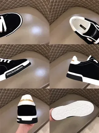 Dolce & Gabbana কালো ও সাদা সুয়েড উপর কনট্রাস্ট মিডসোল ব্যান্ড লাইফস্টাইল স্নিকার 4