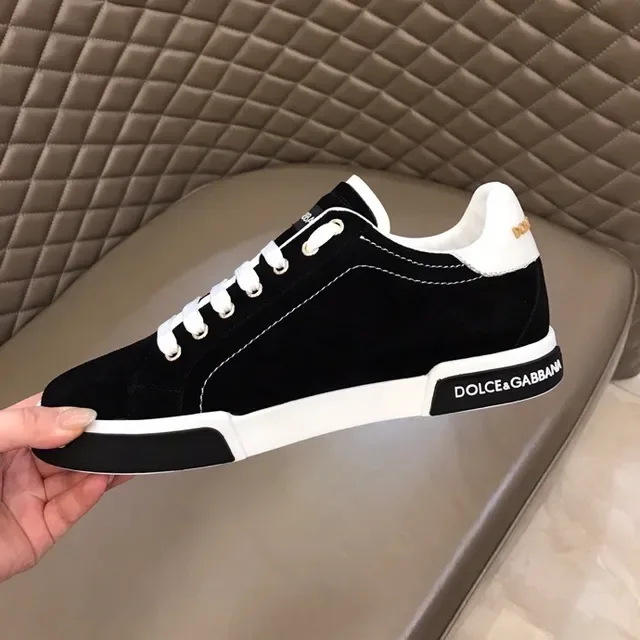 Dolce & Gabbana কালো ও সাদা সুয়েড উপর কনট্রাস্ট মিডসোল ব্যান্ড লাইফস্টাইল স্নিকার 5