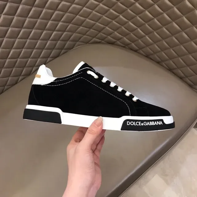 Dolce & Gabbana কালো ও সাদা সুয়েড উপর কনট্রাস্ট মিডসোল ব্যান্ড লাইফস্টাইল স্নিকার 6