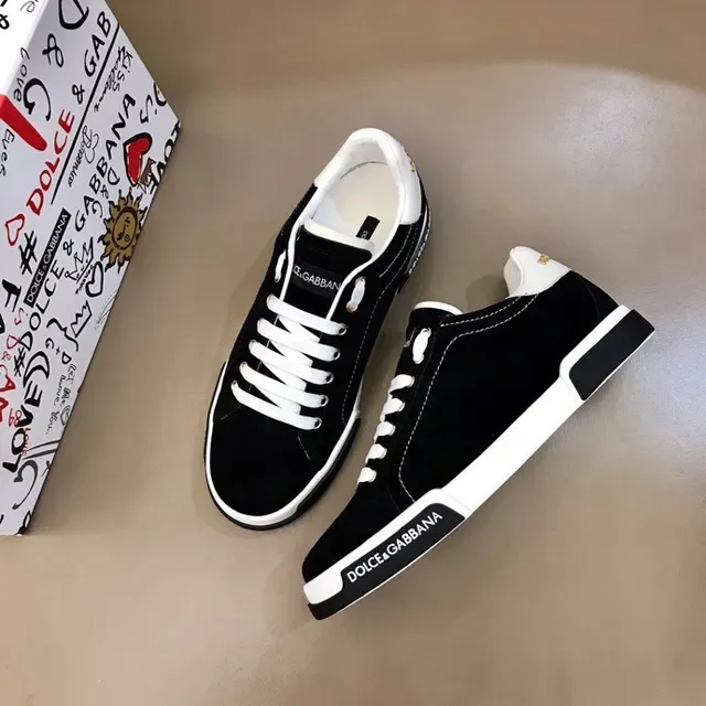 Dolce & Gabbana কালো ও সাদা সুয়েড উপর কনট্রাস্ট মিডসোল ব্যান্ড লাইফস্টাইল স্নিকার 7