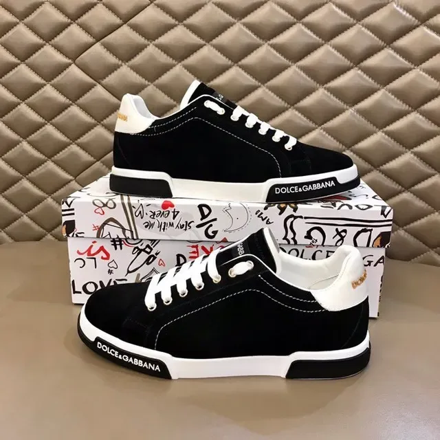Dolce & Gabbana কালো ও সাদা সুয়েড উপর কনট্রাস্ট মিডসোল ব্যান্ড লাইফস্টাইল স্নিকার 8