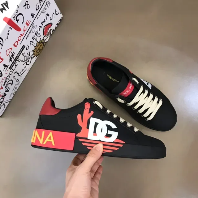 Dolce & Gabbana DG Cactus Preto Vermelho Amarelo Estilo de vida Tênis 7
