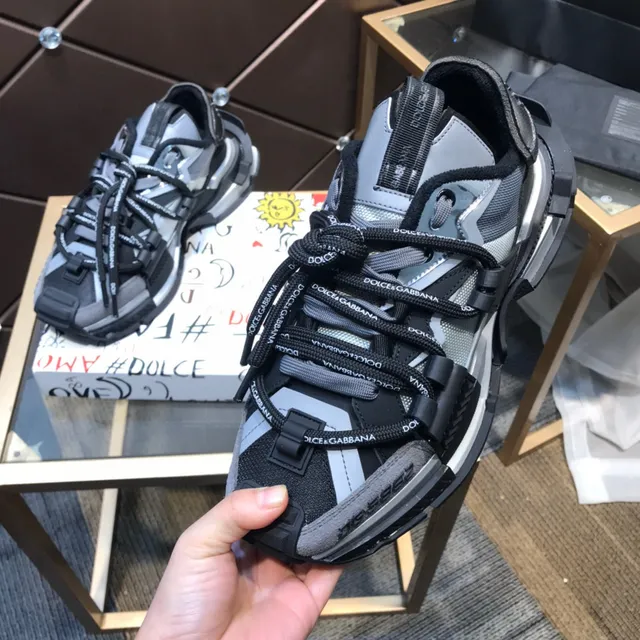 Dolce & Gabbana NS1 Gris Noir Sandale-Sneaker Hybride Construction Multi-Strap Sneakers Chunky 4
