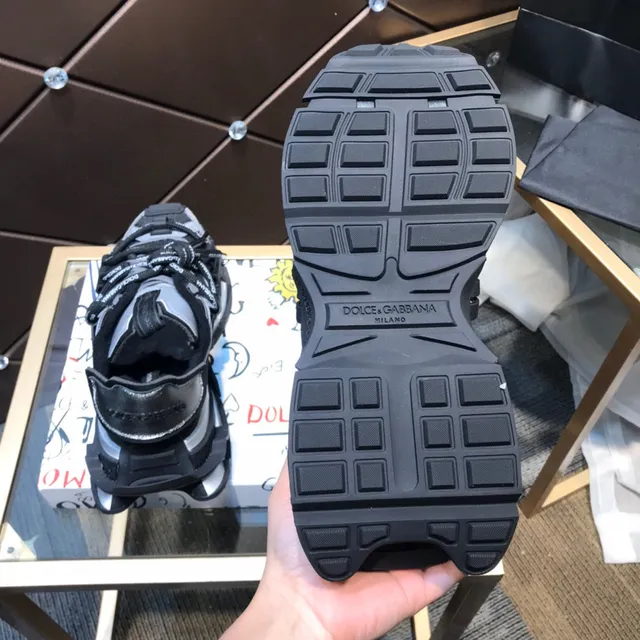 Dolce & Gabbana NS1 Gris Noir Sandale-Sneaker Hybride Construction Multi-Strap Sneakers Chunky 5