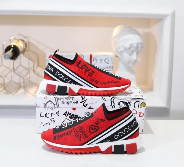 Dolce & Gabbana Speed Trainer Red Graphic Text Lifestyle Sneakers 4
