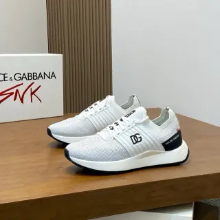 Dolce & Gabbana সাদা কালো নিট মেশ উপরের খাঁচাযুক্ত পার্শ্ব প্যানেল জীবনধারা স্নিকার