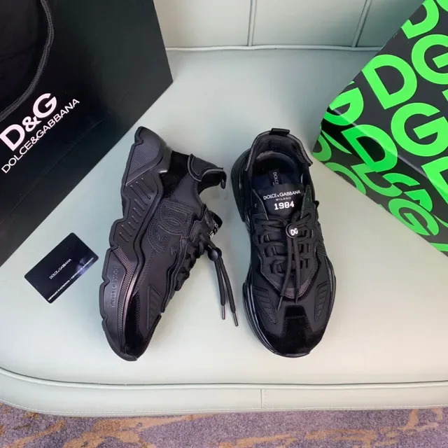 Dolce & Gabbana Sneakers Chunky Noires Oversize avec Semelle Sculptée et Upper en Cuir et Daim 6