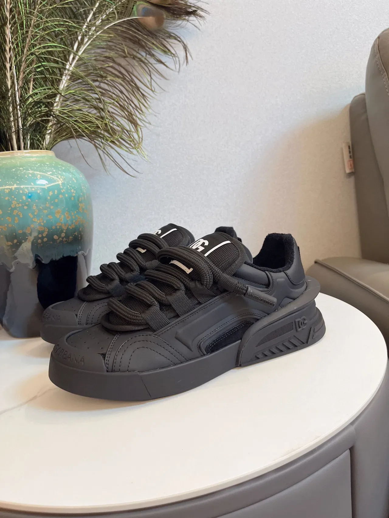 Dolce & Gabbana Tênis Chunky Sola Esculpida Preto Branco Monocromas 6