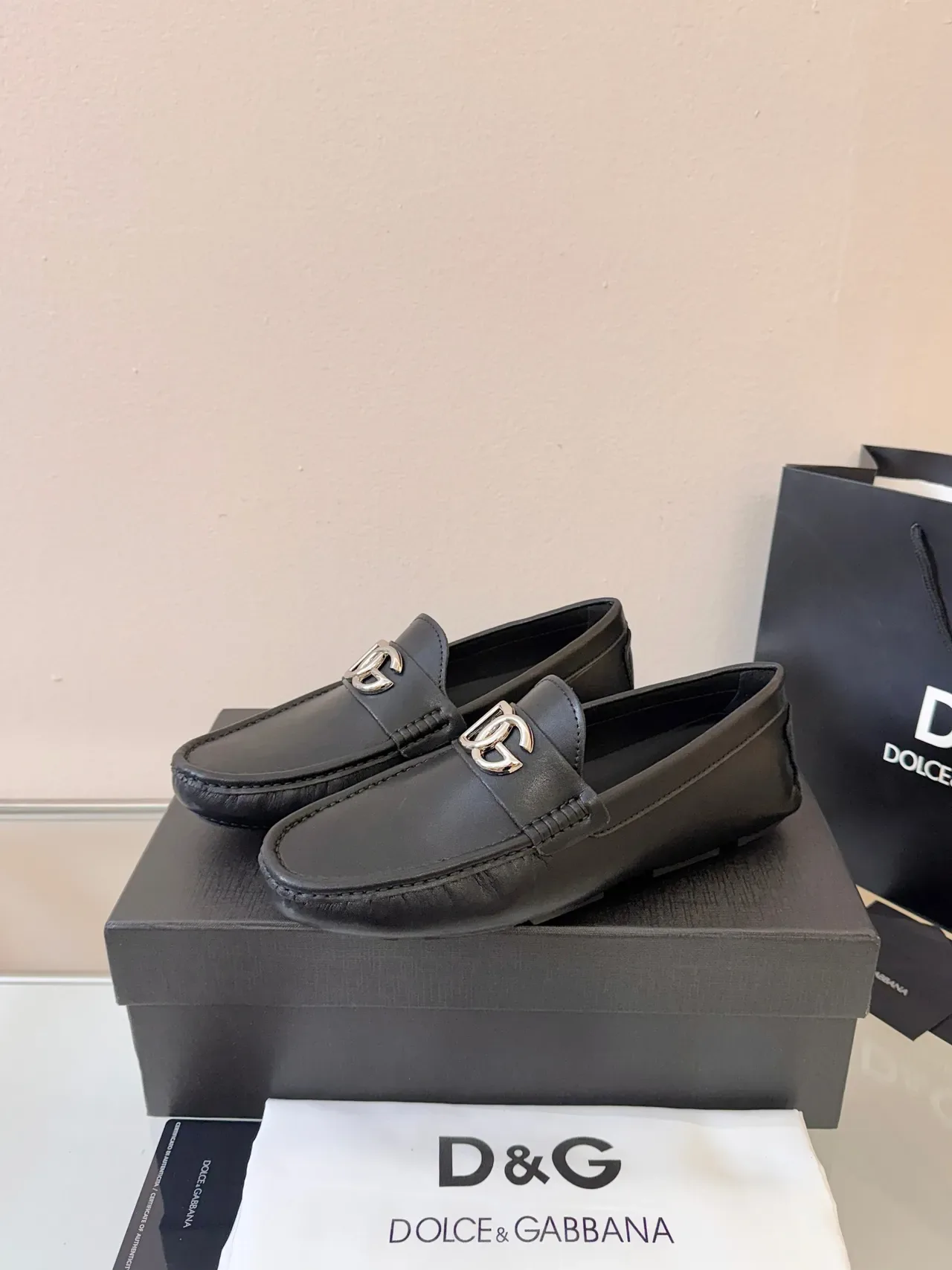 Dolce & Gabbana DG Loafer Black Leather Metal Buckle Loafers 2