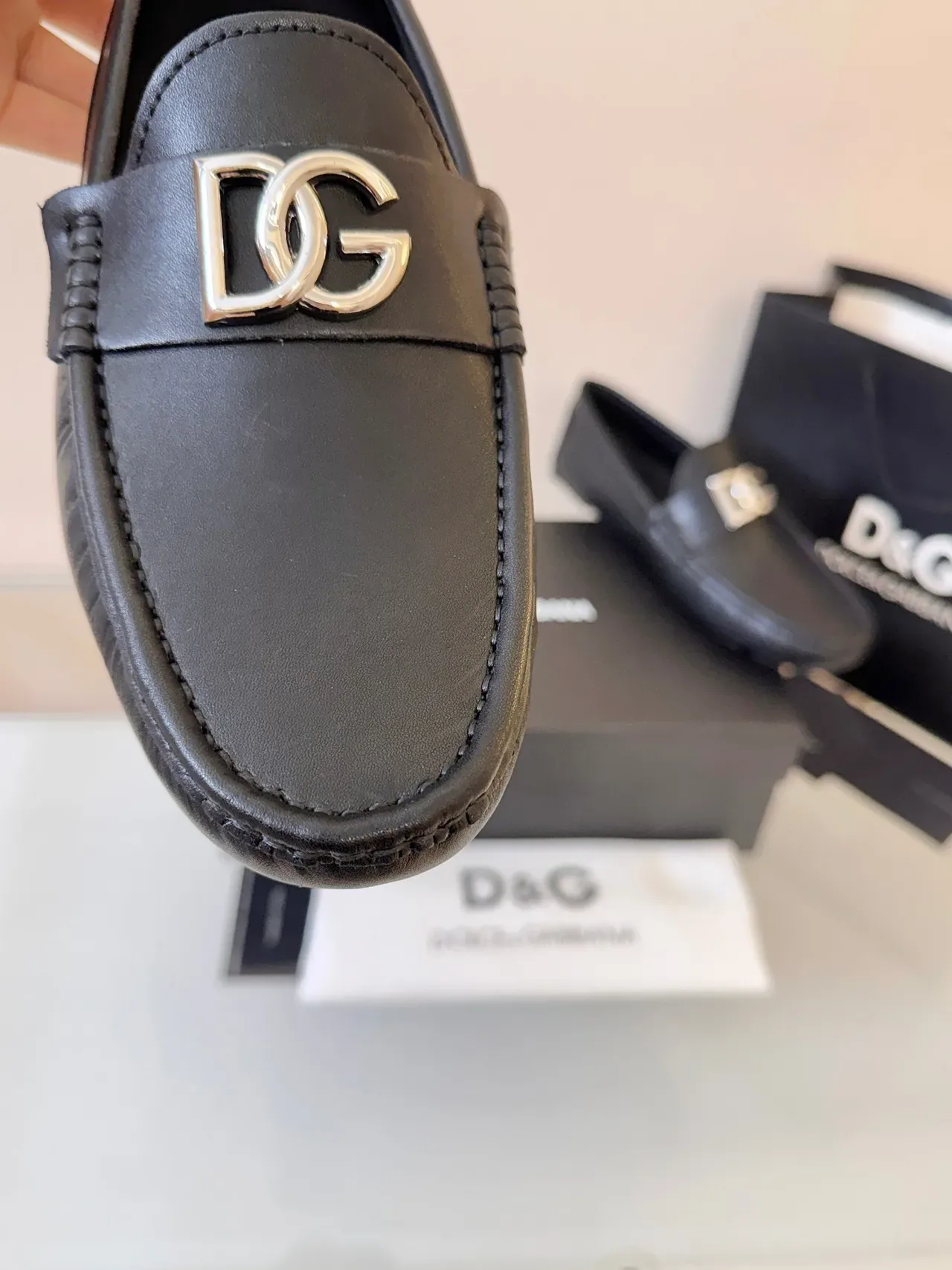 Dolce & Gabbana DG Loafer Black Leather Metal Buckle Loafers 3