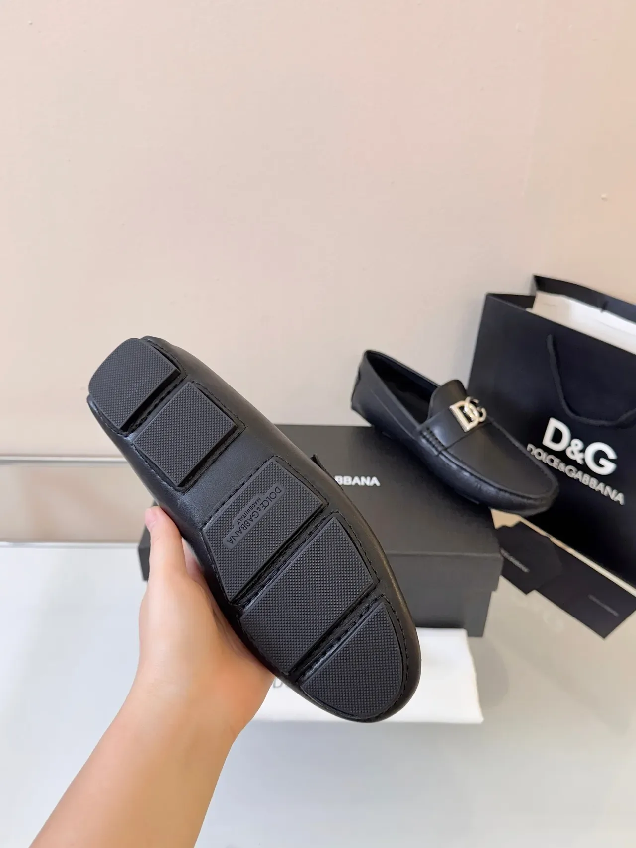 Dolce & Gabbana DG Loafer Black Leather Metal Buckle Loafers 5