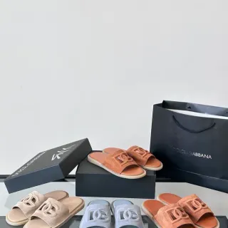 Dolce & Gabbana DG glisse daim Logo-Cutout chaussons