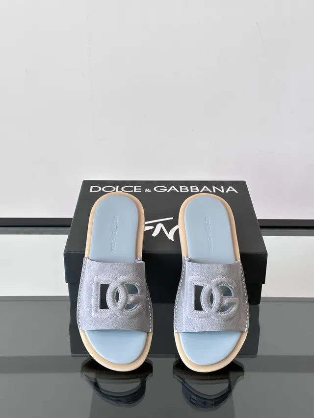 Dolce & Gabbana DG Slide Suede Logo-Cutout Slippers 5