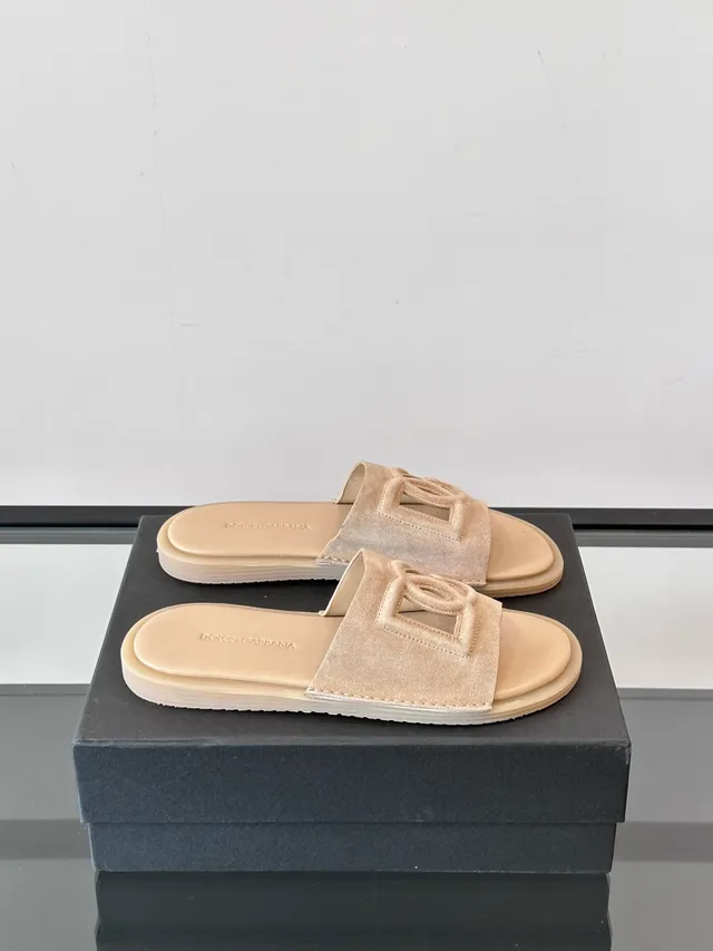Dolce & Gabbana DG Slide Suede Logo-Cutout Slippers 7
