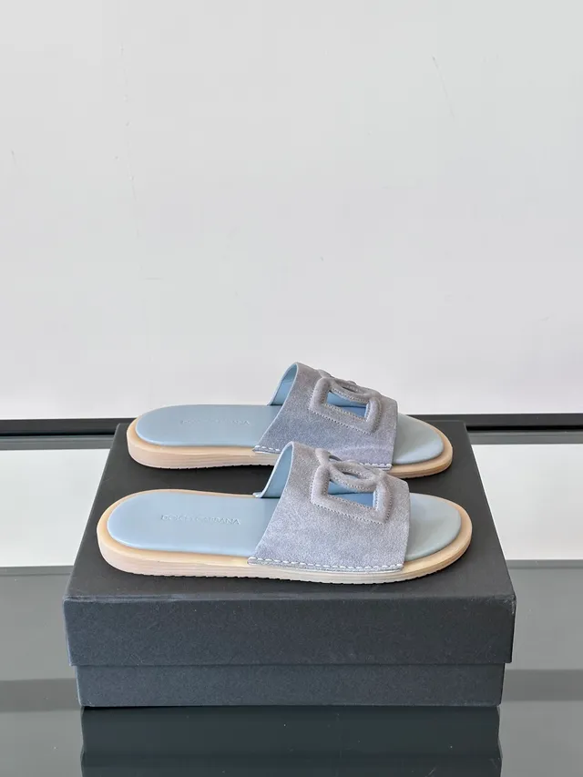 Dolce & Gabbana DG Slide Suede Logo-Cutout Slippers 9
