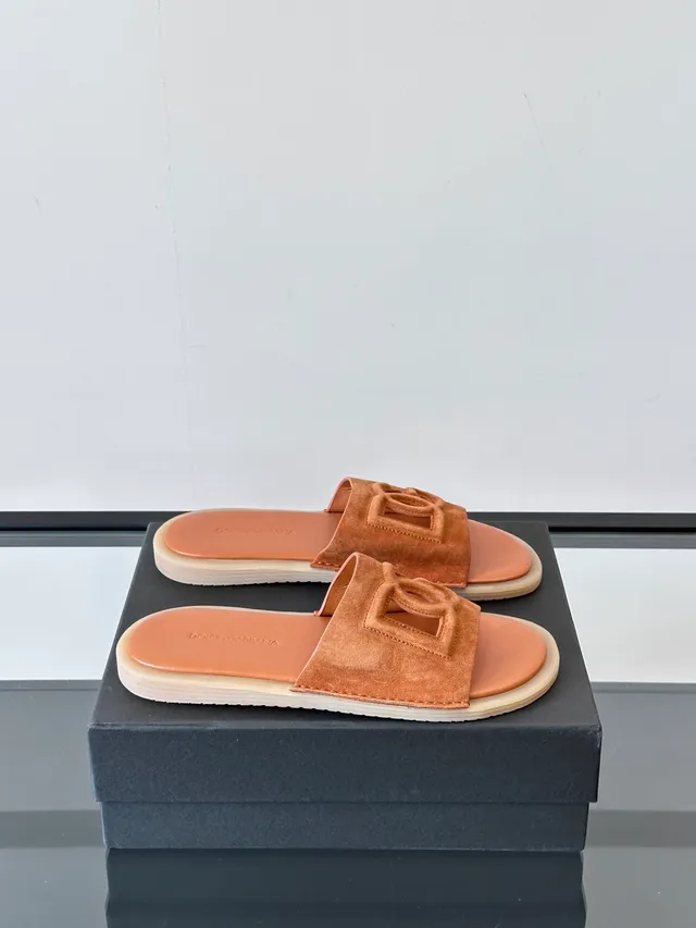 Dolce & Gabbana DG Slide Suede Logo-Cutout Slippers 10