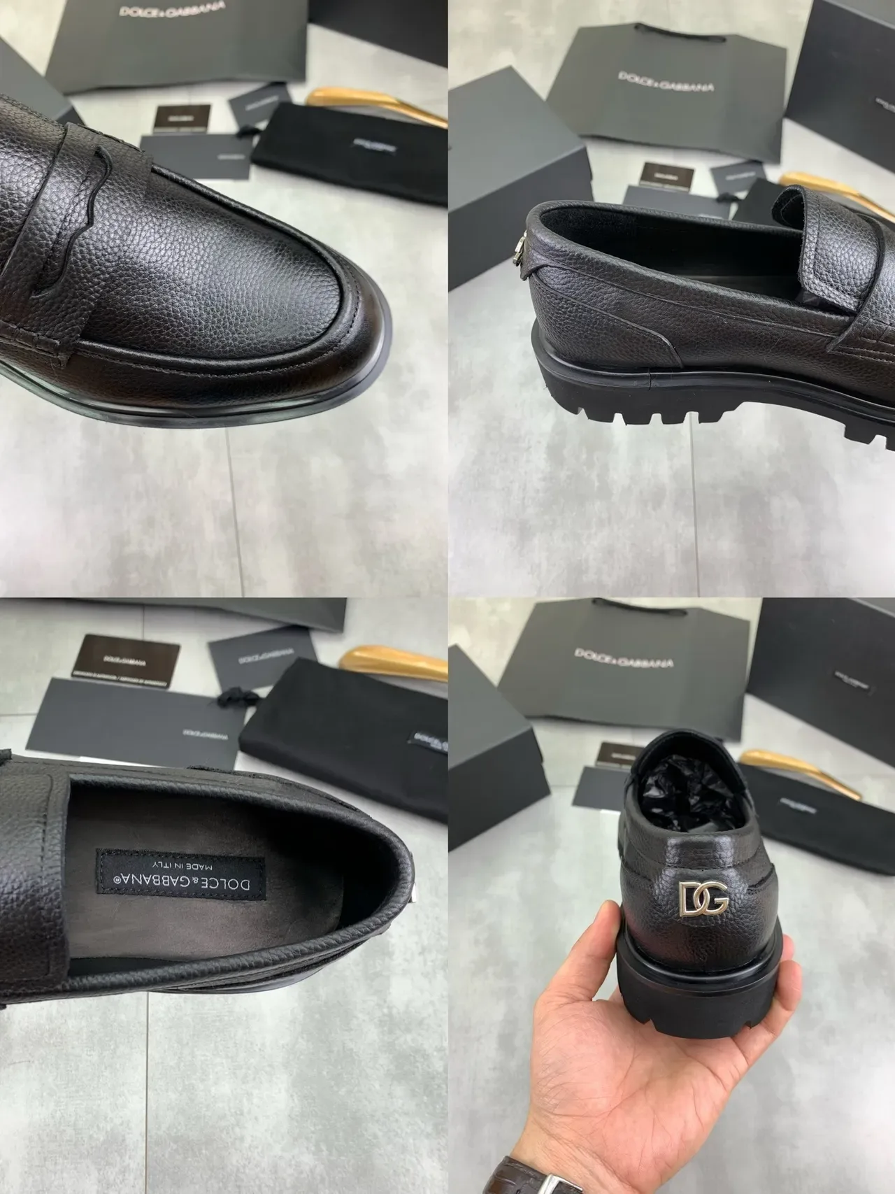 Dolce & Gabbana Penny Loafer Black Pebbled Leather Strap Loafer 3
