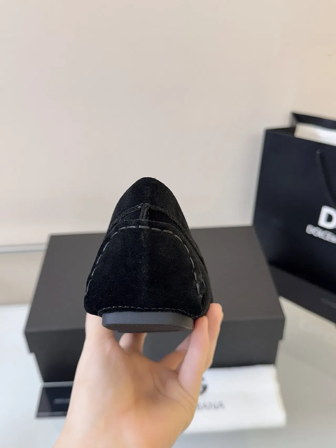Dolce & Gabbana Portofino Negro Beige Ante Superior Hebilla Metal DG Mocasín 4