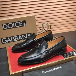 Dolce & Gabbana Portofino 黑色棕色漆皮 DG Logo 扣乐福鞋