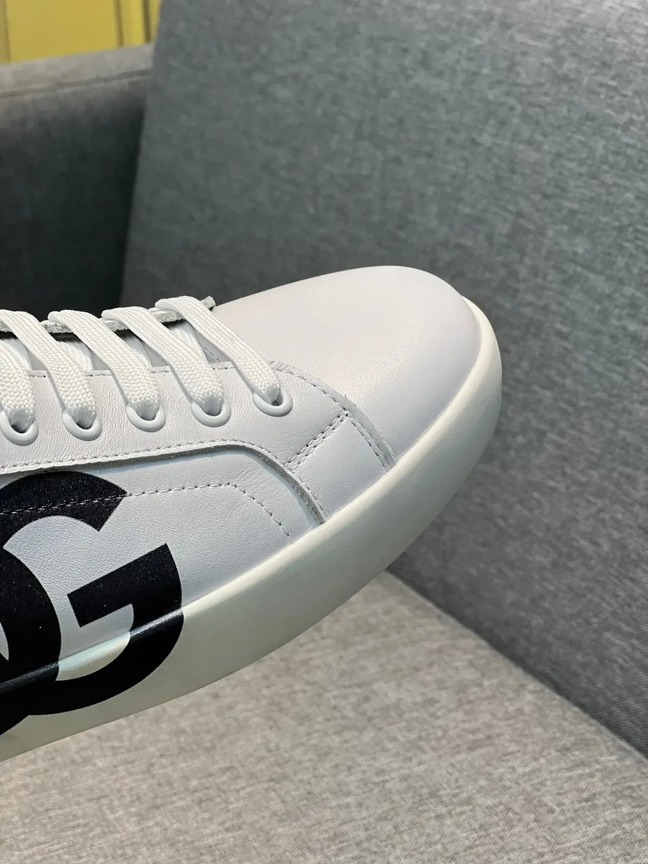 Dolce & Gabbana Portofino Blanco Negro Cuero Superior Monograma Bold Zapatillas Lifestyle 2