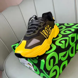 Dolce & Gabbana Jaune Vert Armée Oversized Monogram Semelle Sculptée Chunky Sneakers