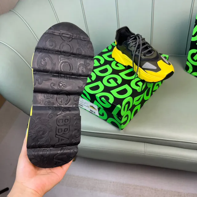 Dolce & Gabbana Yellow Army Green Oversized Monogram Sculpted Sole Chunky Sneakers 2