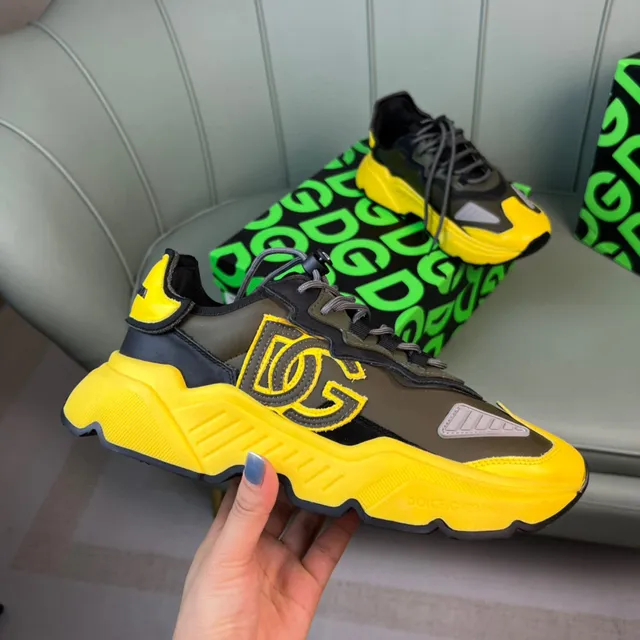 Dolce & Gabbana Yellow Army Green Oversized Monogram Sculpted Sole Chunky Sneakers 5