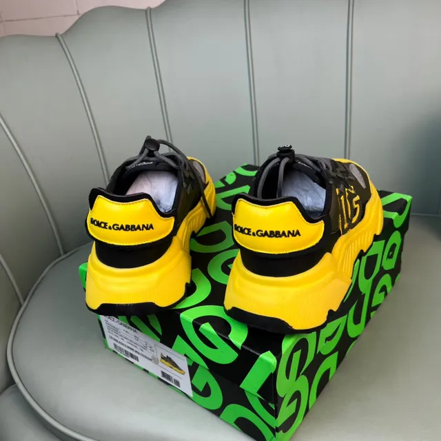 Dolce & Gabbana Yellow Army Green Oversized Monogram Sculpted Sole Chunky Sneakers 6