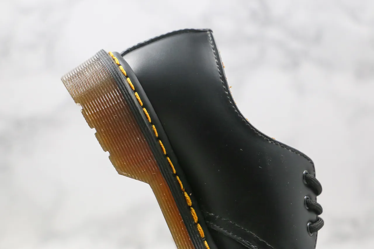 Dr. Martens 1461 Black Yellow Smooth Leather Welt Stitching Oxford Shoes 4