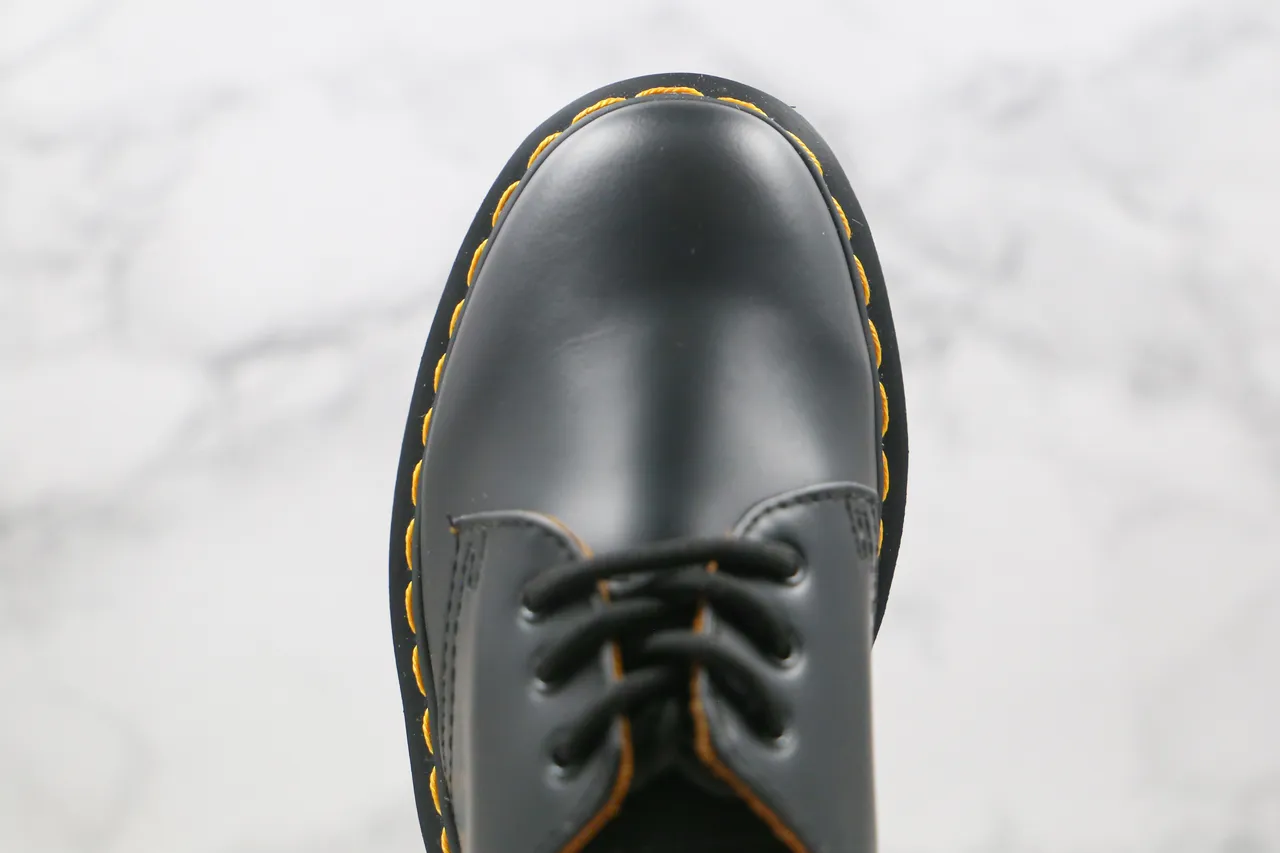 Dr. Martens 1461 Black Yellow Smooth Leather Welt Stitching Oxford Shoes 5
