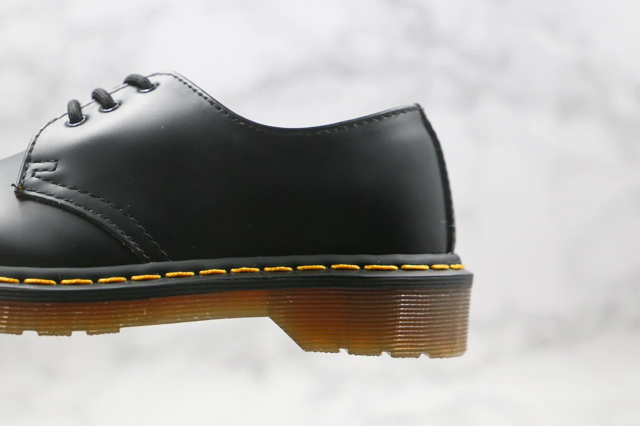 Dr. Martens 1461 Black Yellow Smooth Leather Welt Stitching Oxford Shoes 6