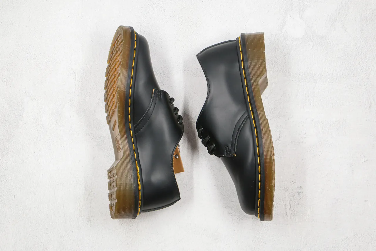 Dr. Martens 1461 Black Yellow Smooth Leather Welt Stitching Oxford Shoes 10