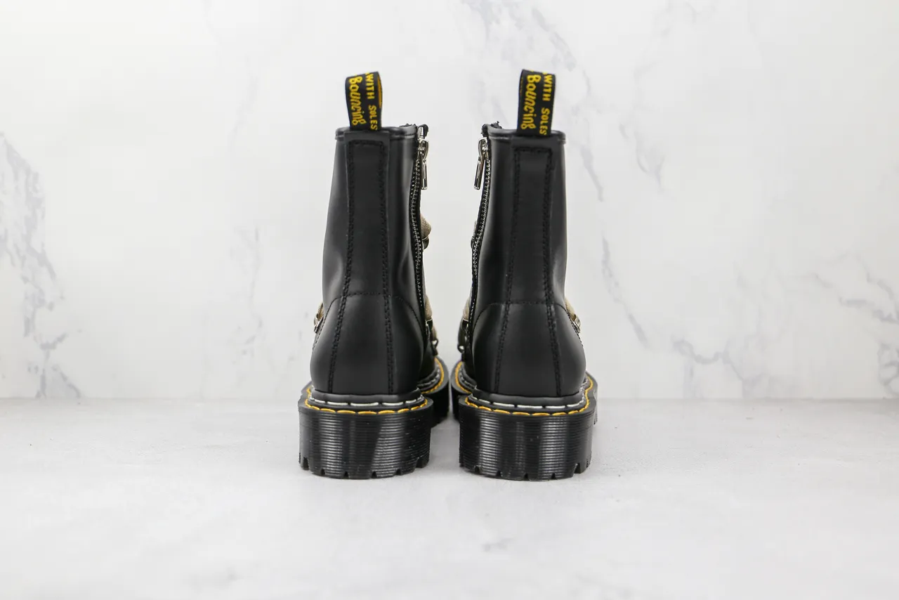 Dr. Martens কালো বেইজ স্মুথ লেদার লেস মার্টিন বুটস 2