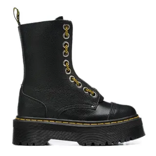 Dr. Martens Jadon काली पीली प्लेटफॉर्म सोल 8-आईलेट लेसिंग मार्टिन बूट
