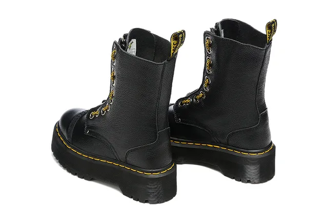 Dr. Martens Jadon काली पीली प्लेटफॉर्म सोल 8-आईलेट लेसिंग मार्टिन बूट 3