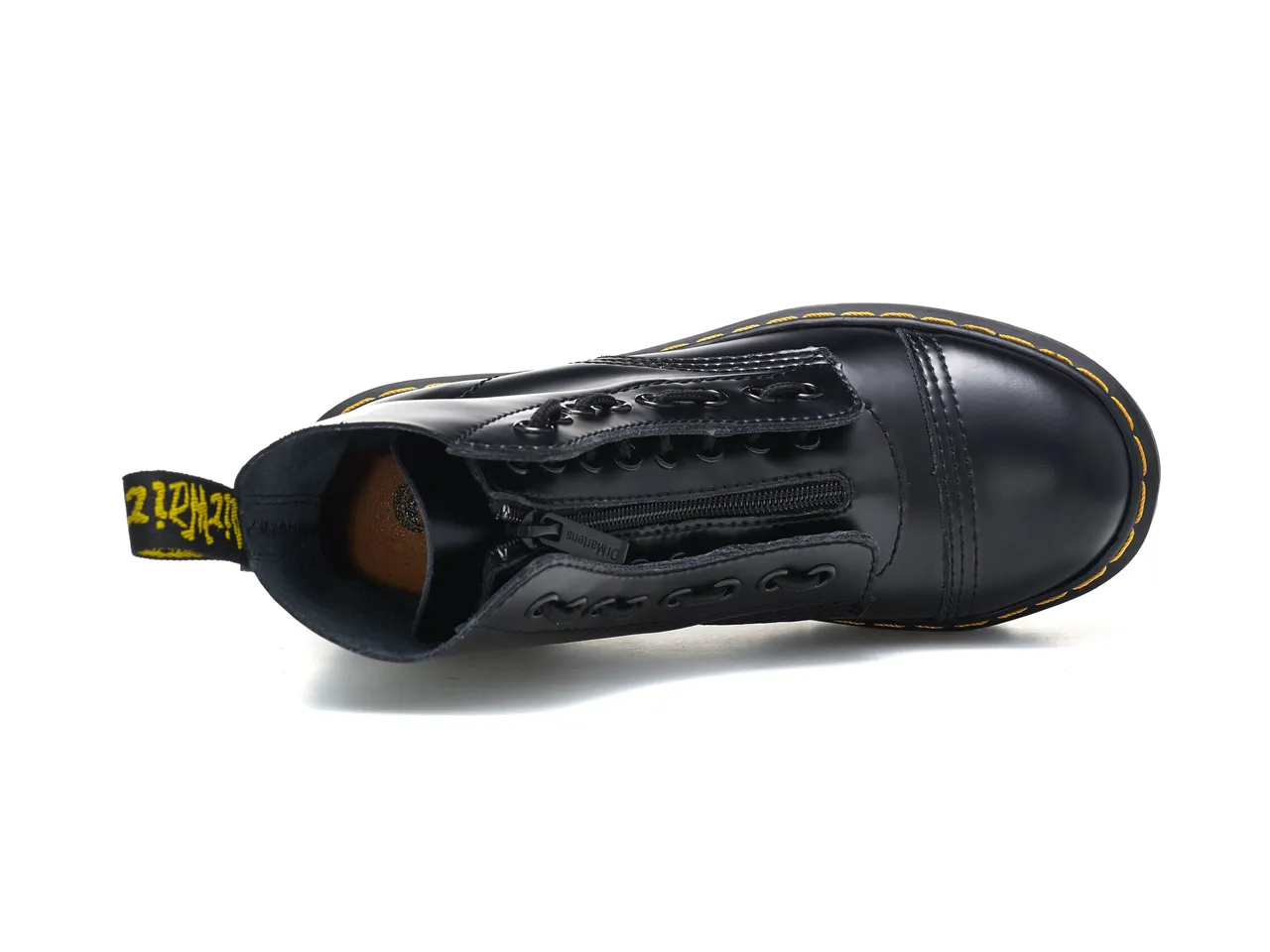 Dr. Martens Jadon Bottes noires jaunes semelle plateforme embout cap Martin Boots 2