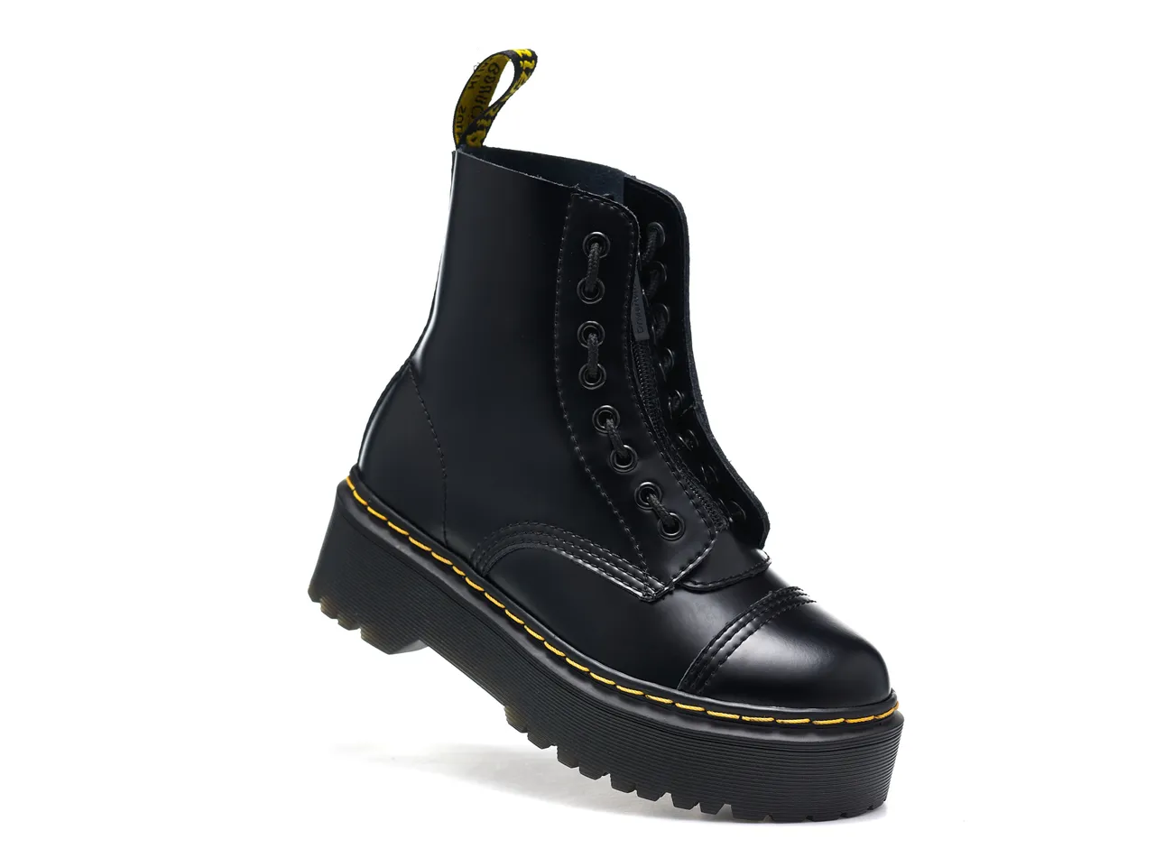 Dr. Martens Jadon Bottes noires jaunes semelle plateforme embout cap Martin Boots 3