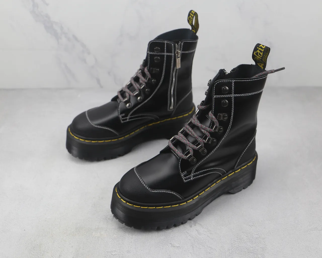 Dr. Martens Jadon Platform কালো চামড়ার মার্টিন বুট 4