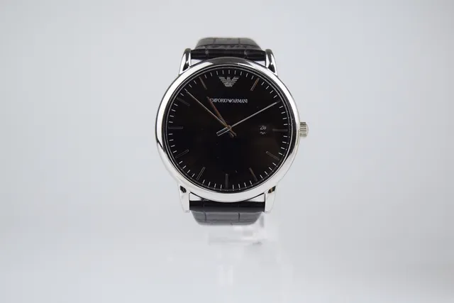 Emporio Armani 黑色银色极简礼服石英手表 3
