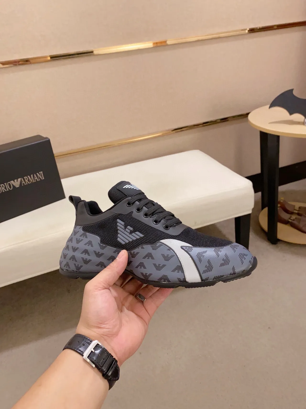 Emporio Armani Logotipo de Águila Monograma Suela Media Zapatillas Lifestyle 6